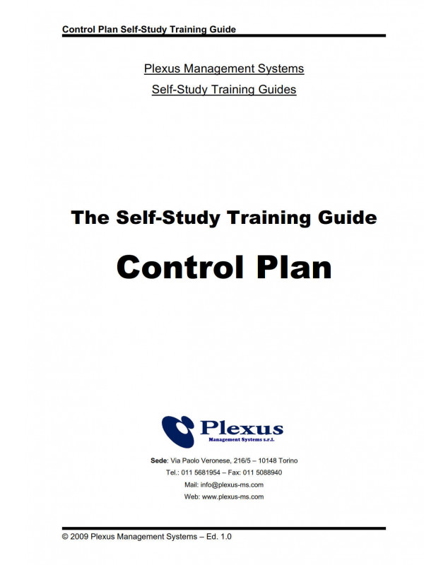 The Self-Study Training Guide “Control Plan”